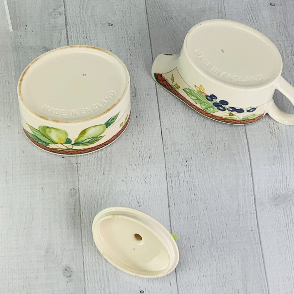 Johnson Brothers AUTUMN GROVE Blueberries Fruit Lidded Sugar Bowl & Creamer Set - Picture 8 of 10